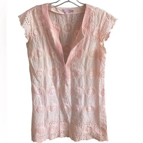 Calypso St. Barth Rondinara Pink Eyelet Embroidered Mini Dresss. Size Small. - Picture 2 of 11